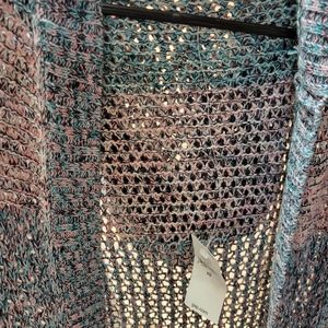 Gap knit open stich long cardigan hood XS